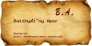 Batthyány Apor névjegykártya